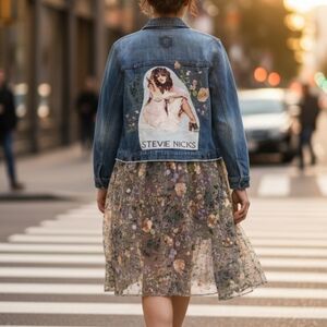 STEVIE NICKS OOAK FLORAL EMBROIDERD TULLE JACKET SM-XL